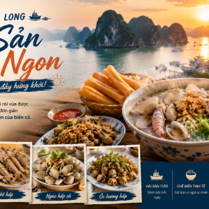 [Hạ Long] Ăn bún hải sản tại bãi biển Hạ Long trong buổi bình minh
